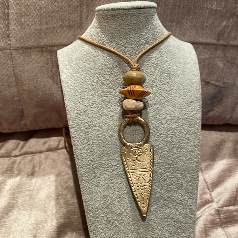 Prehistoric Arrow Cave Drawing Corded Necklace